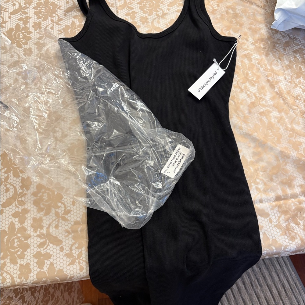 Perfectwhitetee blondie ribbed tank dress black size L